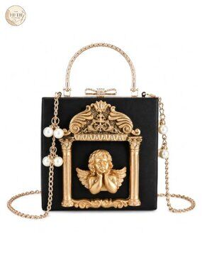 PU Evening Clutch Baroque Floral Square Formal Party Prom Bag